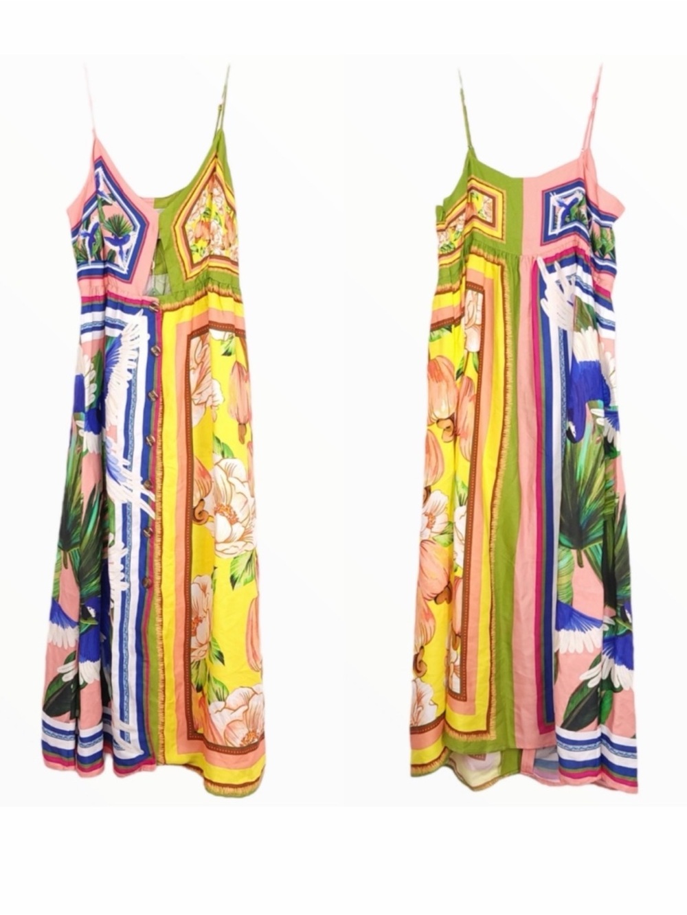 FARM Rio Scarf Floral Multicolor Spaghetti-Strap Midi Dress - Picture 7 of 9